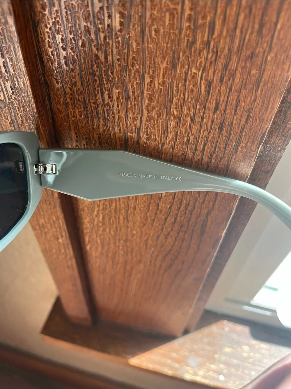 Prada Mint Green Square Frame Sunglasses with Dark Lenses